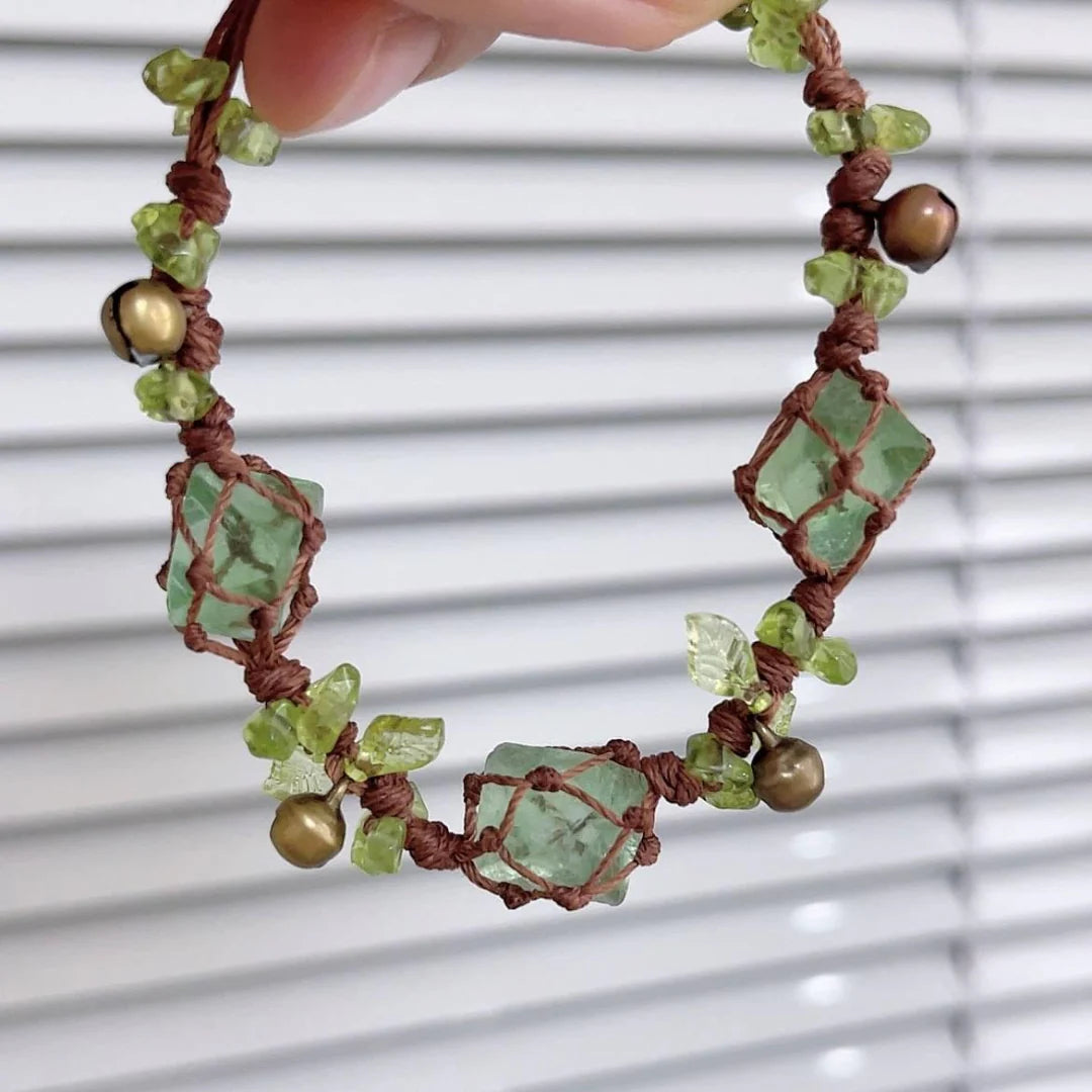 Hand woven synthetic crystal raw stone bracelet, handmade high-end jewelry